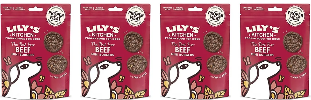 Hondenvoer Mini Burgers LILY'S KITCHEN - Rundvlees, Graanvrij 70g - 4 stuks - Multipack van Lily's Kitchen – productfoto