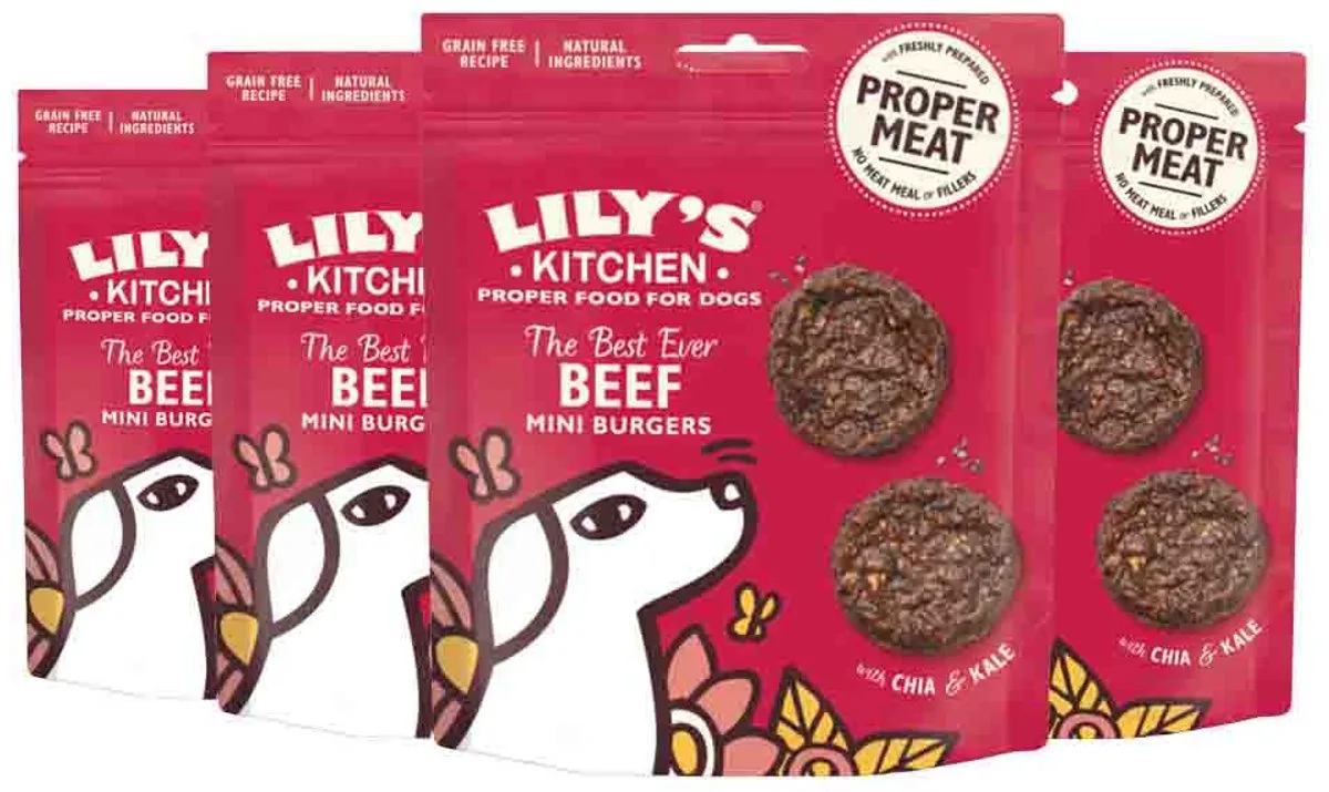 Hondsnack Mini Burgers Rund - 4 x 70 gr - Voordeelverpakking by Lily's Kitchen – product photo