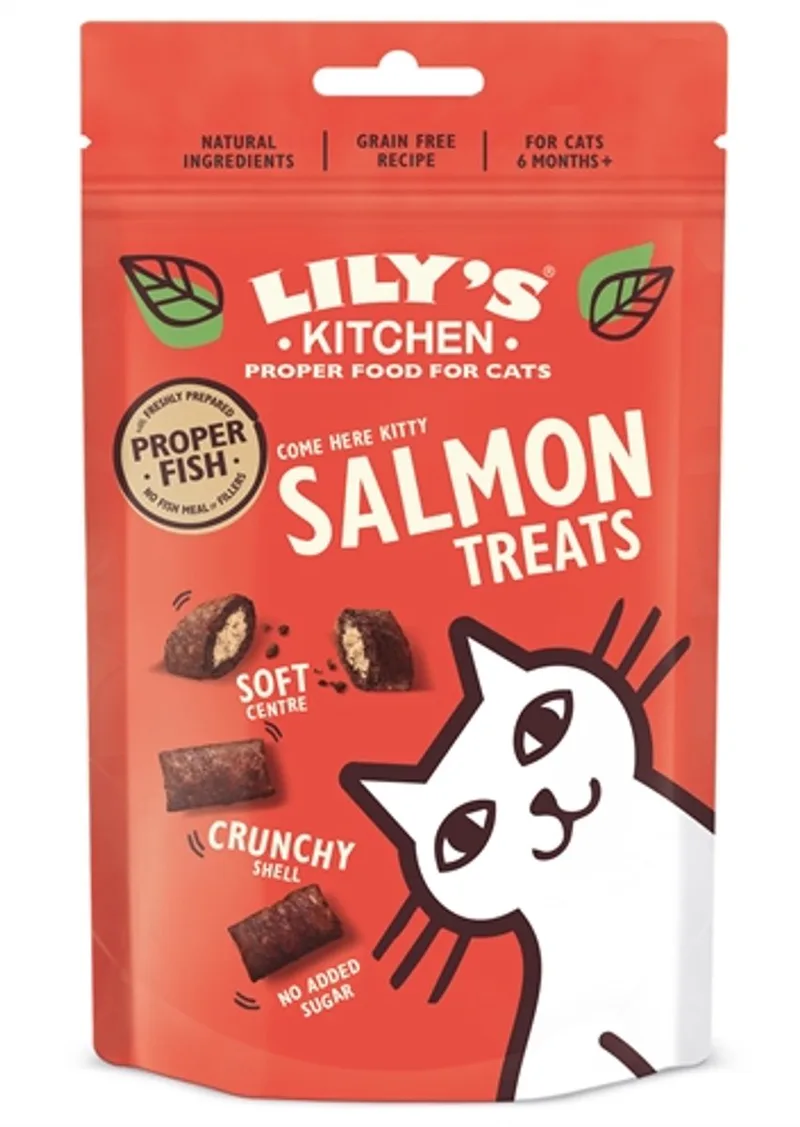 Kattensnacks LILY'S KITCHEN - Zalm & Kippenlever - Knapperig & Zacht, 60 Gr by Lily's Kitchen – product photo