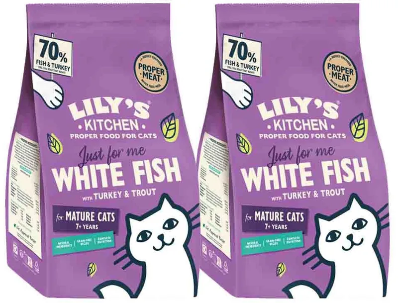 Kattenvoer Droog Senior Witvis Kalkoen Forel - 2 x 800 gr - Voordeelverpakking de Lily's Kitchen – photo produit