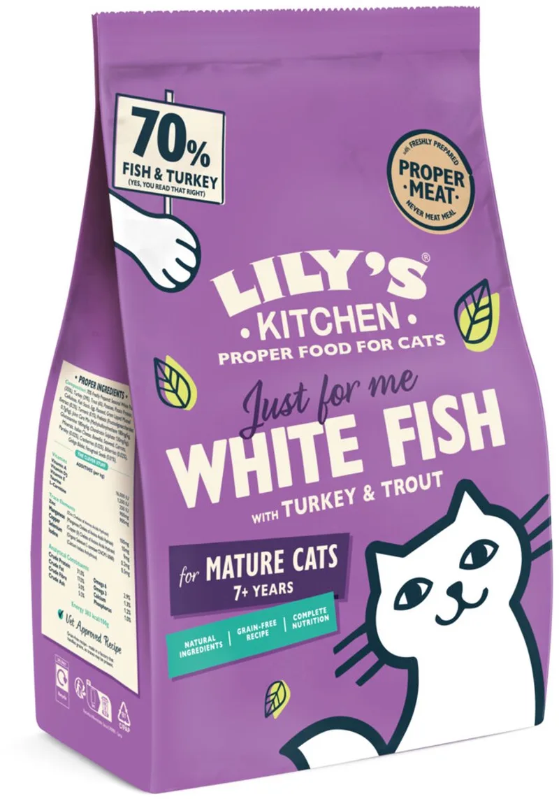 Kattenvoer Droog Senior Witvis Kalkoen Forel - 4 x 800 gr - Voordeelverpakking von Lily's Kitchen – Produktfoto
