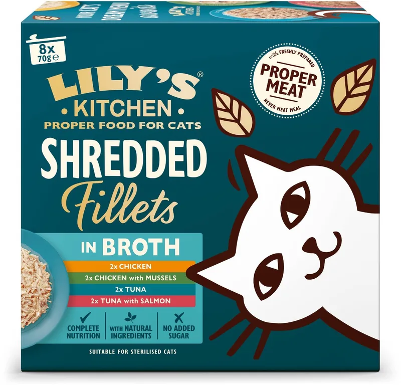 Kattenvoer Nat Shredded Fillets Multipack - 8x70 gr by Lily's Kitchen – product photo
