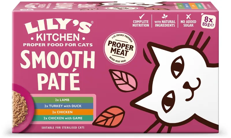 Kattenvoer Natvoer Lily's Kitchen - Multipack 8x85g - Graanvrij, 65% Vers Vlees, Rijk aan Taurine by Lily's Kitchen – product photo