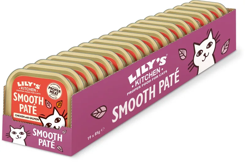 Kattenvoer - Natvoer - Paté met Zalm en Kip - 19 x 85 g de Lily's Kitchen – photo produit