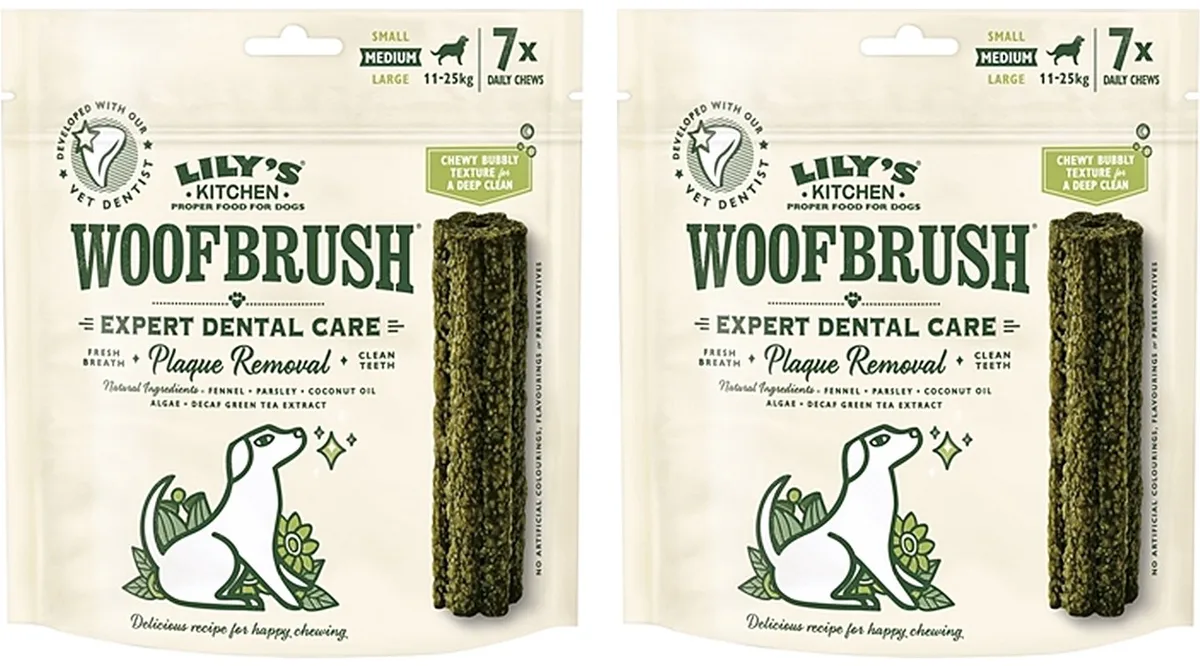 Kauwsnack Hond LILY'S KITCHEN - Woofbrush Dental Care Medium 7x28gr - 2 stuks - Multipack fra Lily's Kitchen – produktbillede