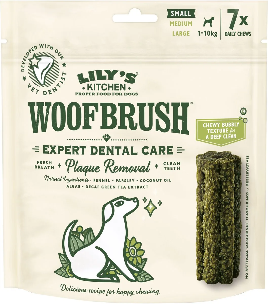 Kauwsnack Hond LILY'S KITCHEN - Woofbrush Dental Care S - 7x22g, Natuurlijke Ingrediënten, Tandplak Verminderen van Lily's Kitchen – productfoto