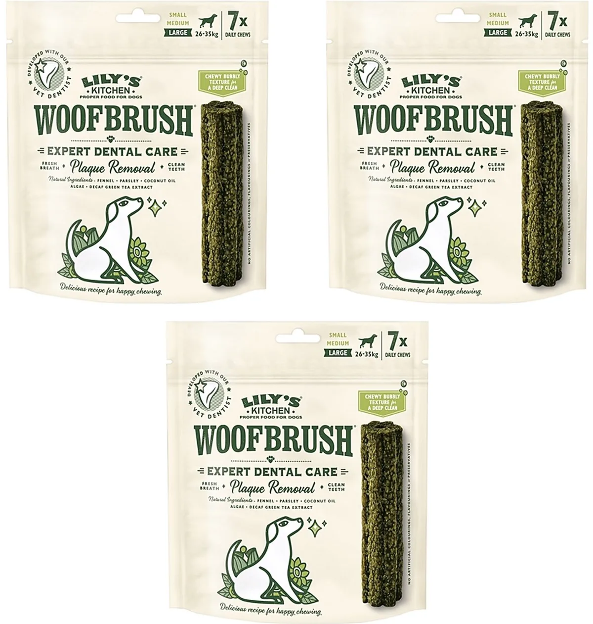 Kauwsnack Honden LILY'S KITCHEN - Woofbrush Gebitsverzorging Large 7x47g - 3 stuks - Multipack by Lily's Kitchen – product photo
