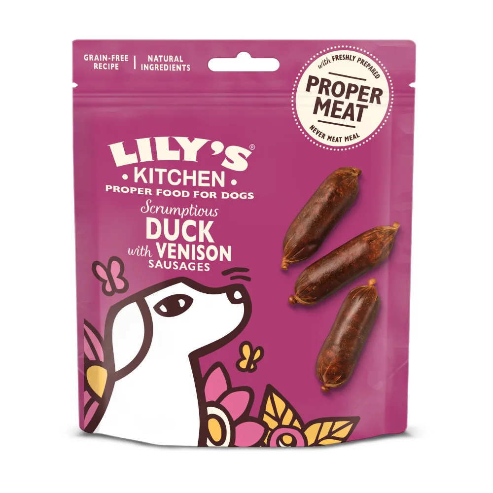 Voordeelpakket: & 3x70g Lily's Kitchen worstjes eend & hert hondensnacks van Lily's Kitchen – productfoto