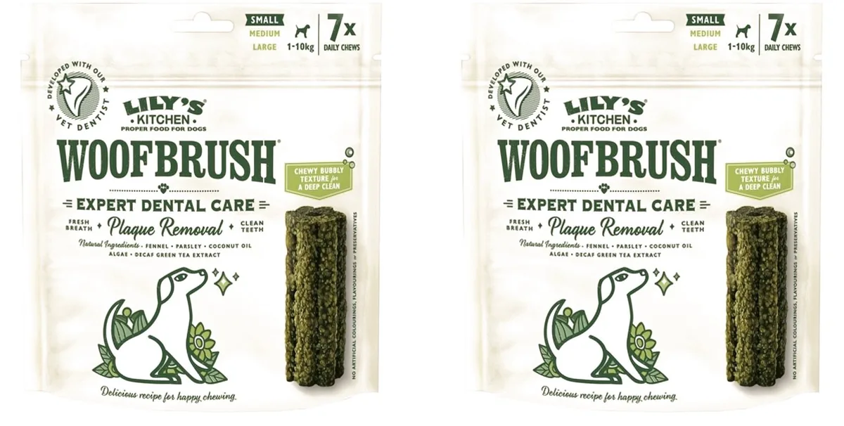 Woofbrush Dental S kauwsnack hond - 2 x 7 stuks - Voordeelset van Lily's Kitchen – productfoto