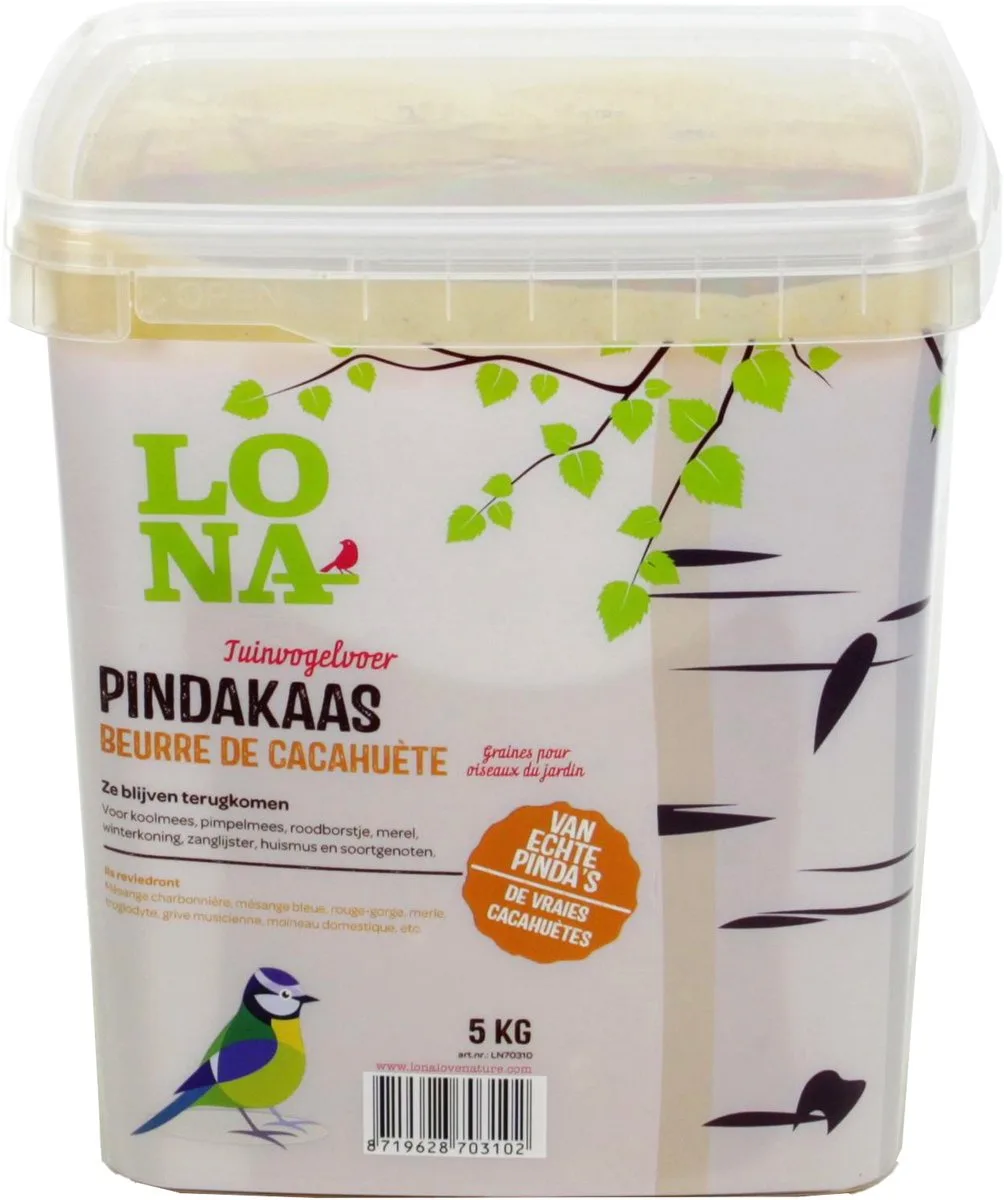 5 KG Lona High Quality Grote Emmer Vogelpindakaas Met Zaden Vogel Pindakaas Vogelpinda’s Pinda’s by Lona – product photo