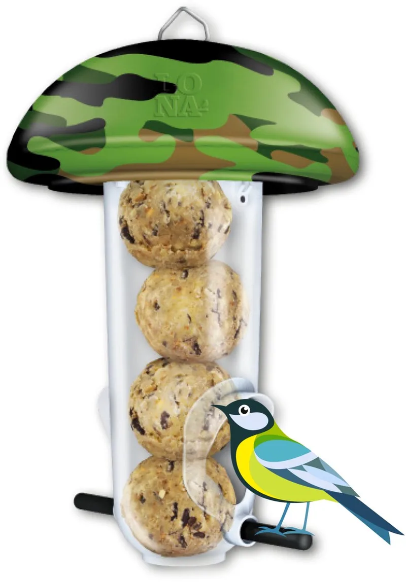 Luxe Camouflage Vetbollen Mezenbollen Voersilo M4 Camou Tuinvogel Vogelvoer Voerhouder Vogel Vetbol de Lona en Vert – photo produit