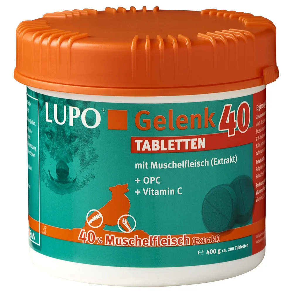 400g (ca 200 tabletten) LUPO Gewricht 40 Supplement voor Honden van Luposan – productfoto