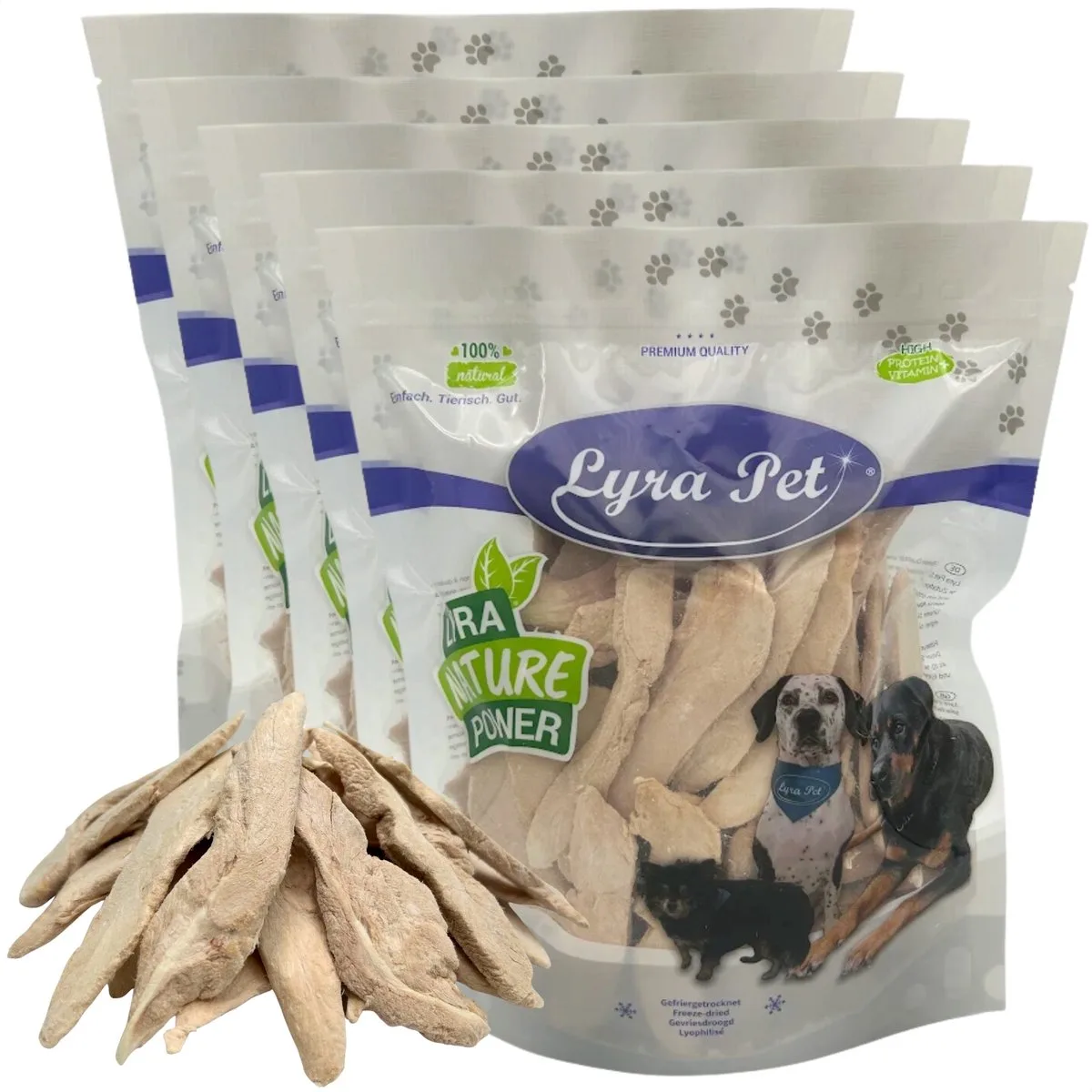 1 kg (5 x 200 g) Lyra Pet® gevriesdroogde eendenborst van Lyra Pet – productfoto