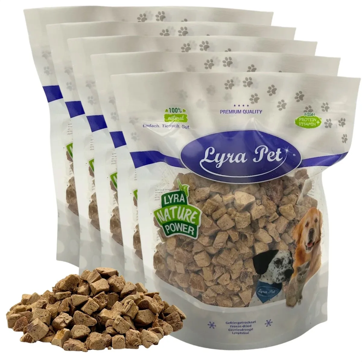 1 kg (5 x 200 g) Lyra Pet® gevriesdroogde eendenleverblokjes van Lyra Pet – productfoto