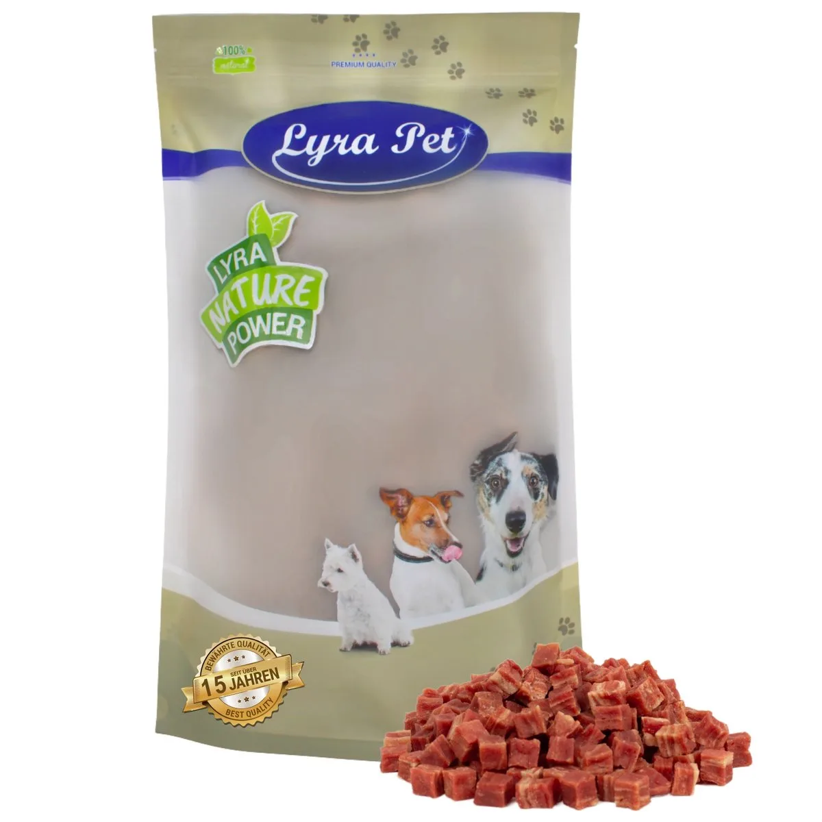 1 kg Lyra Pet® in blokjes gesneden eendenvlees met vis van Lyra Pet – productfoto