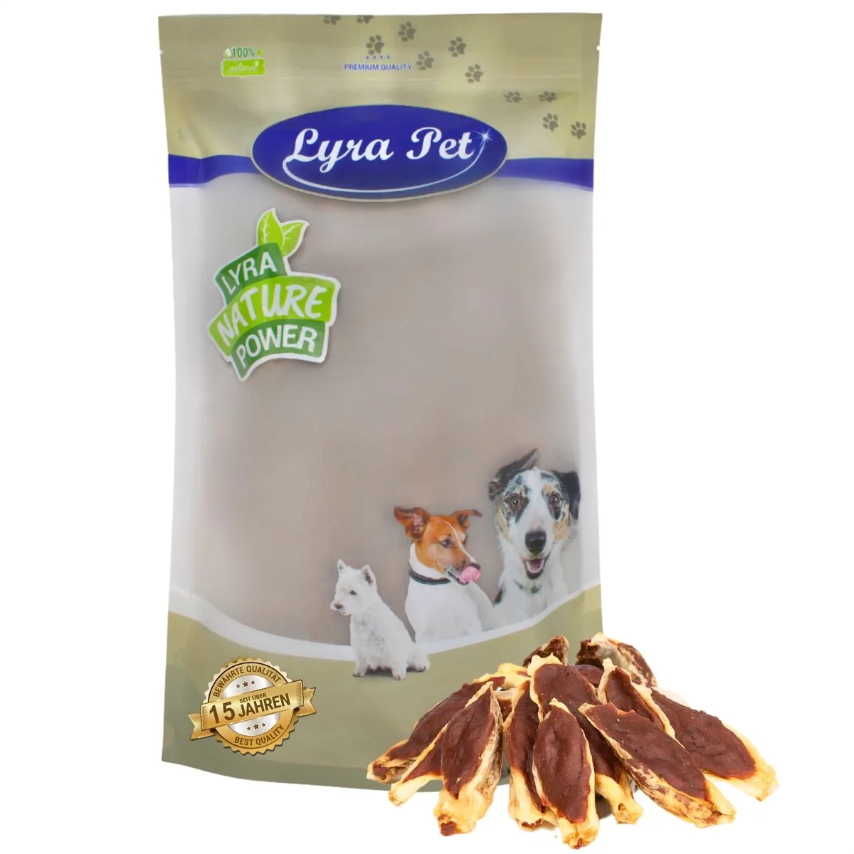 Kaninchenohren gefüllt mit Ente 1 kg von Lyra Pet – Produktfoto