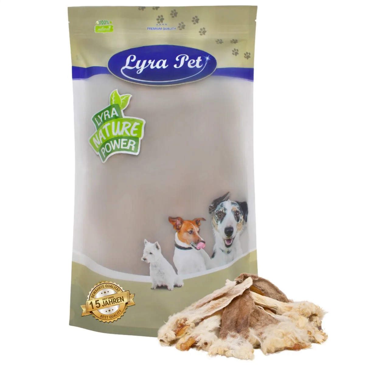 Kaninchenohren mit Fell 1 kg von Lyra Pet – Produktfoto