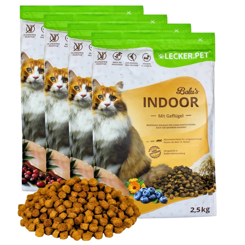 10 kg Lecker.Pet® Balu's Indoor Poultry Cat Food Droogvoer Compleet Voer by Lyra Pet – product photo 1 of 5