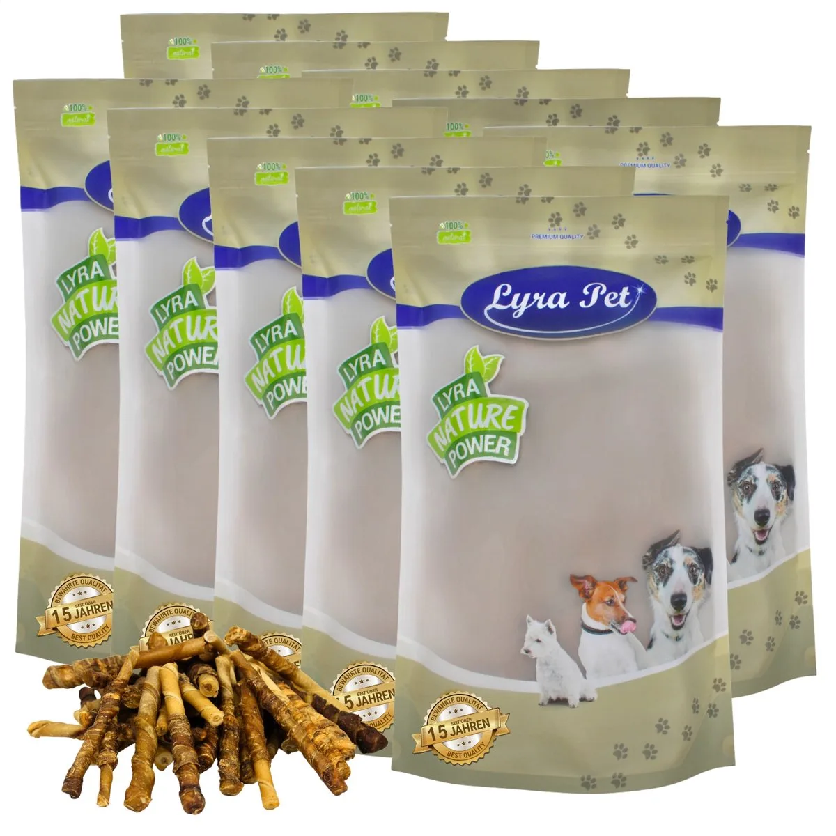 10 kg Lyra Pet® buffelsticks met rundvleesreepjes van Lyra Pet – productfoto