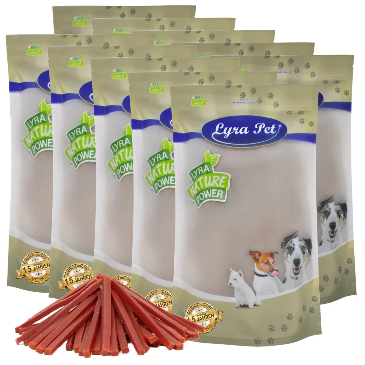 10 kg Lyra Pet® Eendenborst reepjes MHD 10/2025 van Lyra Pet – productfoto