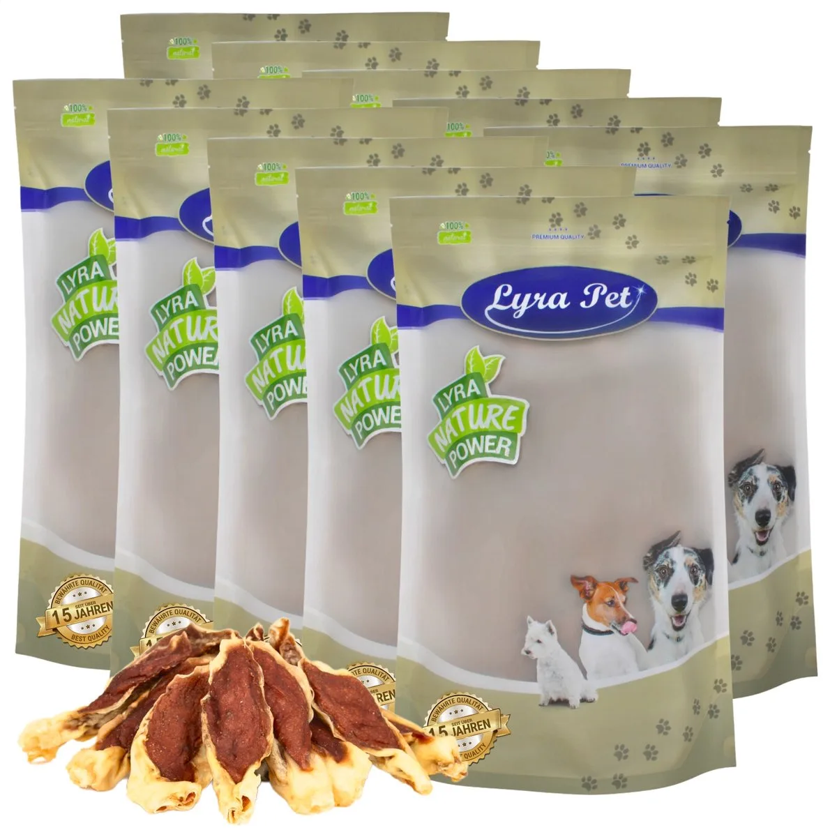 Kaninchenohren gefüllt mit Huhn 10 kg von Lyra Pet – Produktfoto