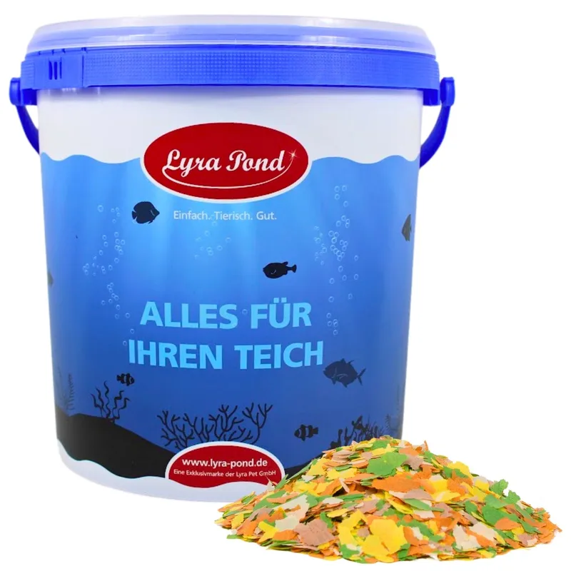 10 liter (1,24 kg) Lyra Pond® Pond Multi Flakes visvoer vijvervoer in een emmer de Lyra Pet – photo produit 1 sur 5