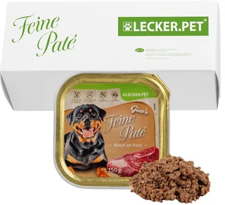 11 x 150 g Lecker.Pet® Gino's Feine Paté Rijk aan Rundvlees Nat hondenvoer Volledig hondenvoer de Lyra Pet – photo produit 1 sur 5