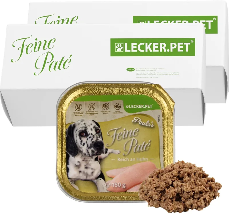 11 x 150 g Lecker.Pet® Paula's Feine Paté Rijk aan Kip Hondenvoer Natvoer Complete voeding fra Lyra Pet – produktbillede 1 af 5
