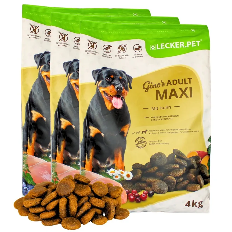 12 kg Lecker.Pet® Gino's Adult Maxi met kip droog hondenvoer volledig voer de Lyra Pet – photo produit 1 sur 5