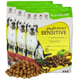 12 kg Lecker.Pet® Paula's Adult Sensitive Eend & Aardappel droog hondenvoer compleet voer by Lyra Pet – product photo 1 of 5