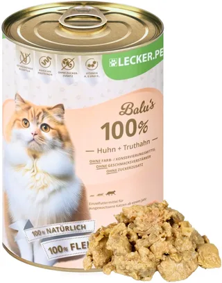 12 x 400 g Lecker.Pet® Balu's 100 % Huhn und Truthahn Katzenfutter Nassfutter von Lyra Pet – Produktfoto 1 von 5