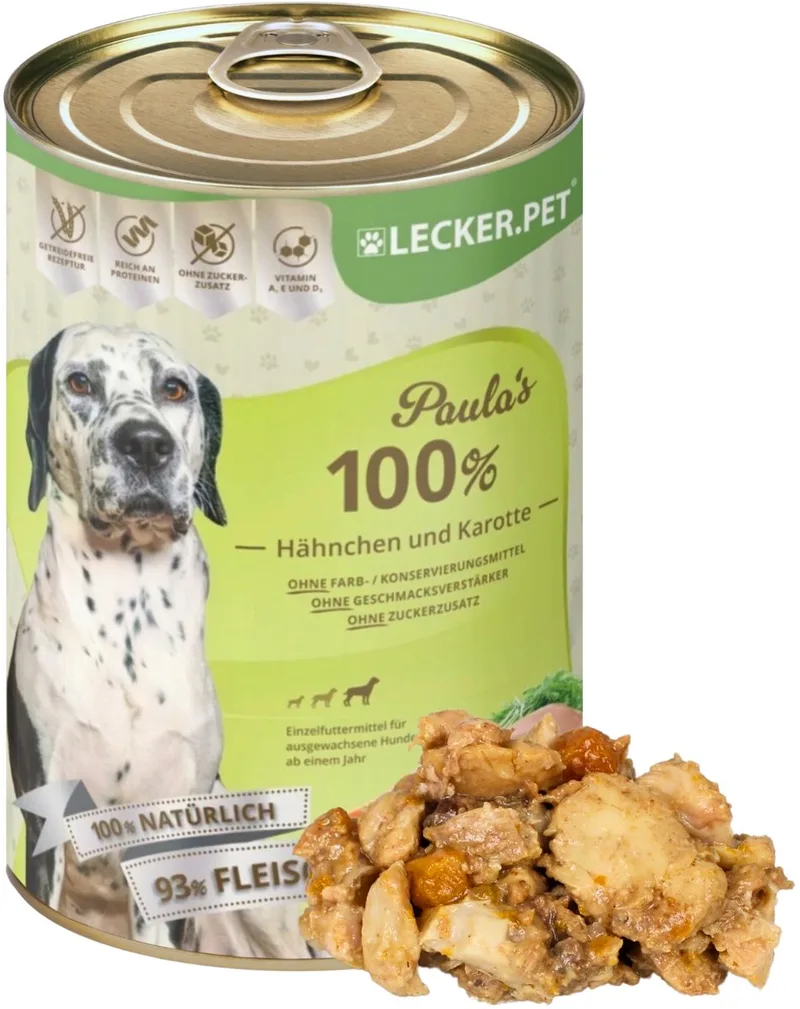 12 x 400 g Lecker.Pet® Paula's 100 % kip en wortel natvoer voor honden de Lyra Pet – photo produit 1 sur 5