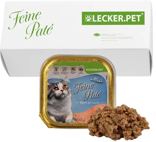17 x 100 g Lecker.Pet® Mia's Feine Paté Reich an Lachs kattenvoer natvoer volledig voer de Lyra Pet – photo produit 1 sur 5