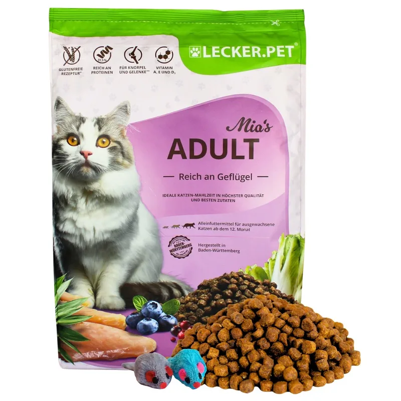 2,5 kg Lecker.Pet® Mia's Adult Herzhaftes Geflügel Katzenfutter Trockenfutter Vollnahrung + 2 Mäuse by Lyra Pet – product photo