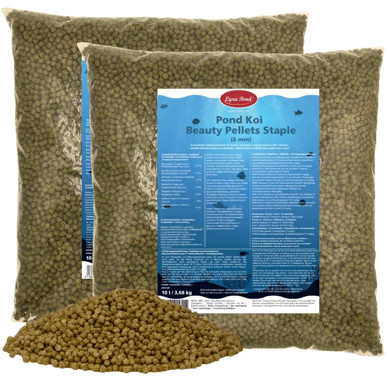 2 x 10 liter (7,36 kg) Lyra Pond® Pond Koi Beauty Pellets Hoofdvoeder vijvervoer by Lyra Pet – product photo 1 of 5