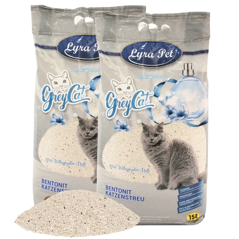 2 x 15 liter Lyra Pet® GreyCat® kattenbakvulling bentoniet met actieve kool de Lyra Pet – photo produit 1 sur 5