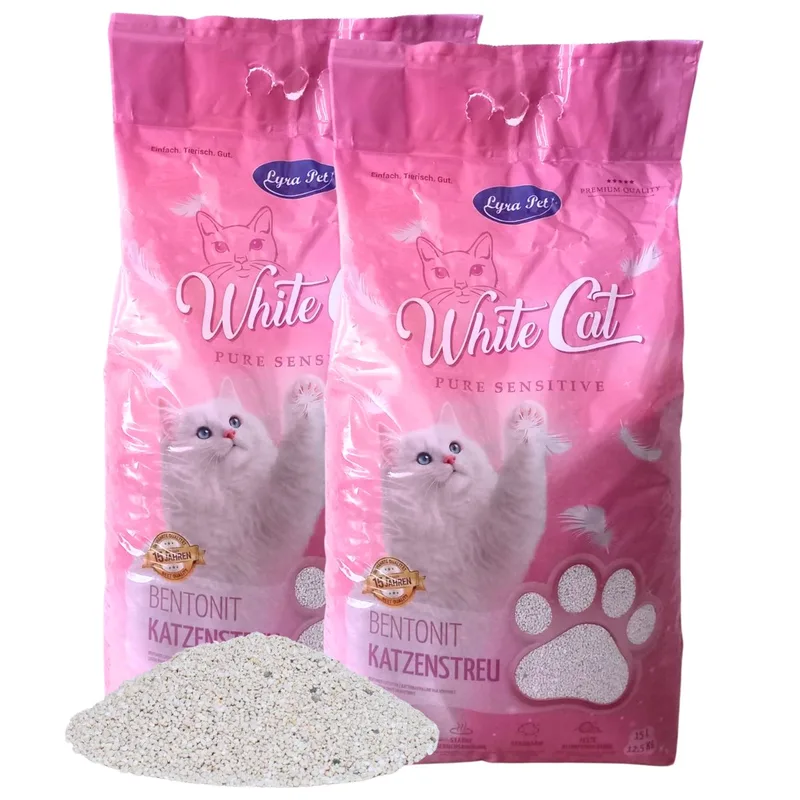 2 x 15 liter Lyra Pet® White Cat® Pure Sensitive kattenbakvulling van bentoniet, zonder geur von Lyra Pet – Produktfoto