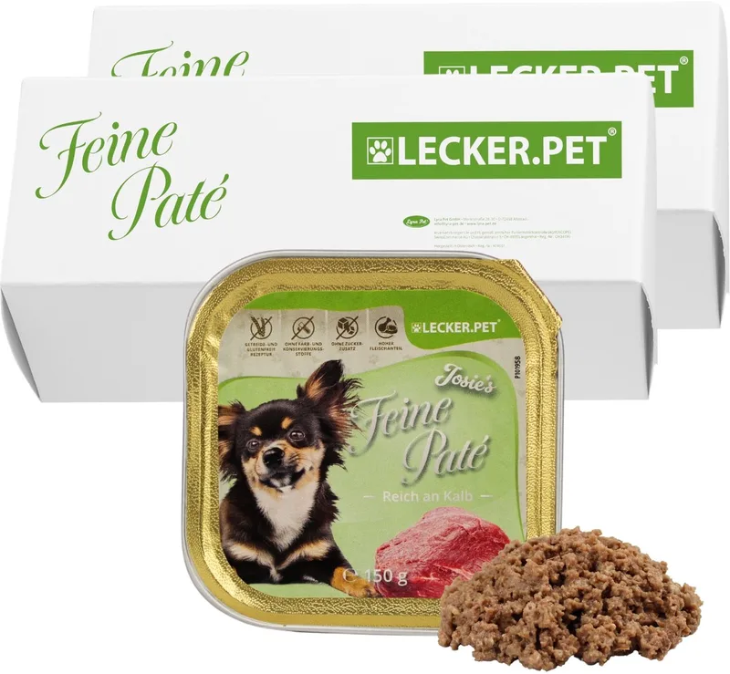 22 x 150 g Lecker.Pet® Josie's Feine Paté rijk aan kalfsvlees hondenvoer natvoer compleet voer von Lyra Pet – Produktfoto 1 von 5