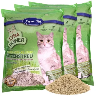 3 x 10 liter Lyra Pet® Lyra Power grasvezel kattenbakvulling klonterend von Lyra Pet – Produktfoto 1 von 5