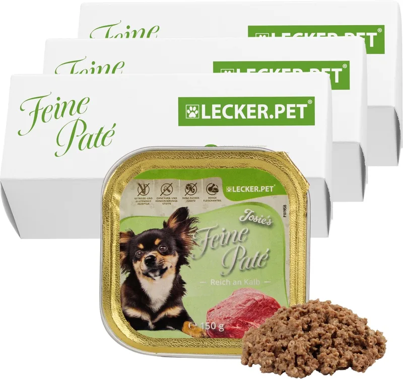 33 x 150 g Lecker.Pet® Josie's Feine Paté rijk aan kalfsvlees hondenvoer natvoer compleet voer by Lyra Pet – product photo 1 of 5