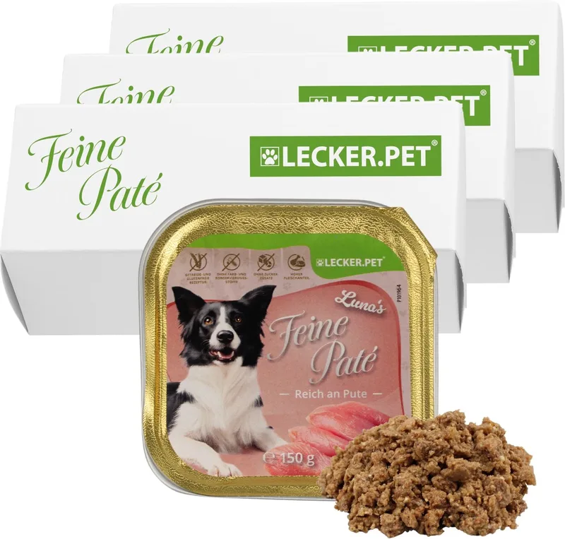 33 x 150 g Lecker.Pet® Luna's Feine Paté rijk aan kalkoen Hondenvoer nat hondenvoer compleet voer de Lyra Pet – photo produit 1 sur 5