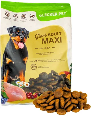 4 kg Lecker.Pet® Gino's Adult Maxi met kip droog hondenvoer volledige voeding houdbaar tot 3/2026 de Lyra Pet – photo produit 1 sur 5