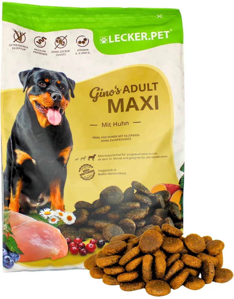 4 kg Lecker.Pet® Gino's Adult Maxi met kip droog hondenvoer volledige voeding houdbaar tot 3/2026 de Lyra Pet – photo produit 1 sur 5