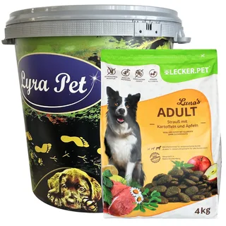 4 kg Lecker.Pet® Luna's Adult Strauß mit Kartoffel & Apfel Hundefutter Trockenfutter Vollnahrung in 30 L Tonne de Lyra Pet – photo produit 1 sur 5