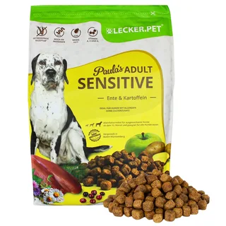 4 kg Lecker.Pet® Paula's Adult Sensitive Eend & Aardappel droog hondenvoer compleet voer houdbaar tot 4/2026 de Lyra Pet – photo produit 1 sur 5