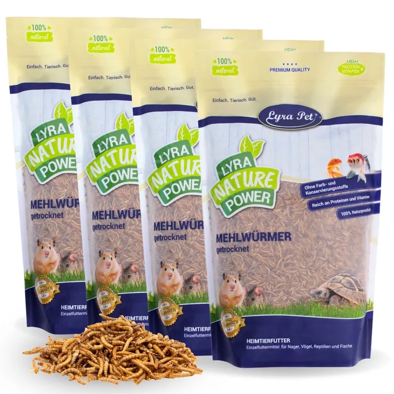 4 x 10 liter Lyra Pet® gedroogde meelwormen in een zakje de Lyra Pet – photo produit 1 sur 5