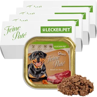 44 x 150 g Lecker.Pet® Gino's Feine Paté Rijk aan Rundvlees Nat hondenvoer Volledig hondenvoer de Lyra Pet – photo produit 1 sur 5