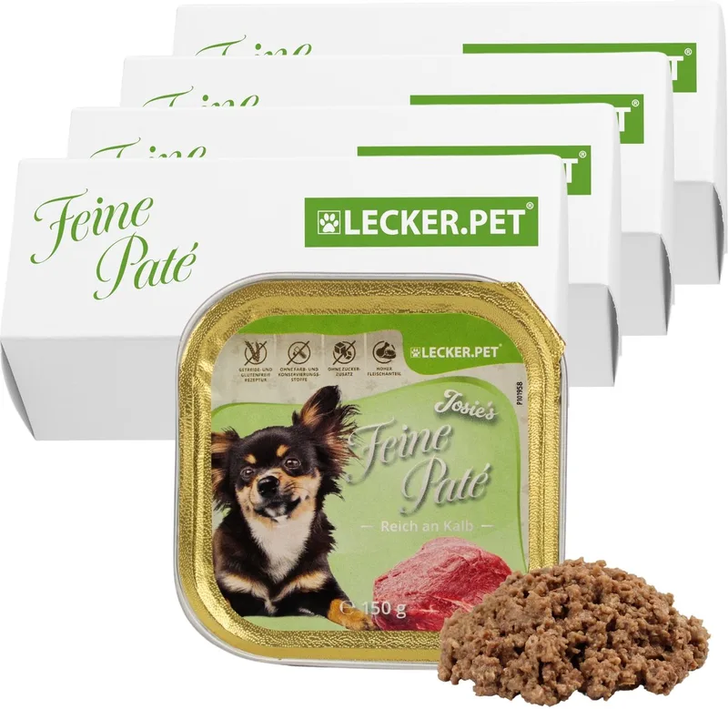 44 x 150 g Lecker.Pet® Josie's Feine Paté rijk aan kalfsvlees hondenvoer natvoer compleet voer by Lyra Pet – product photo 1 of 5