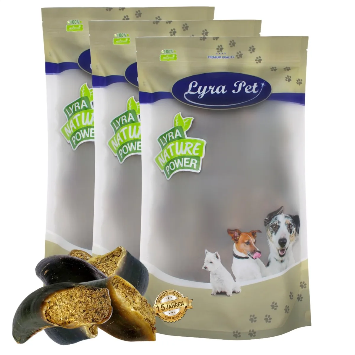 Rinderhufe Pansen & Leber 120 g 3x15 Stück von Lyra Pet – Produktfoto