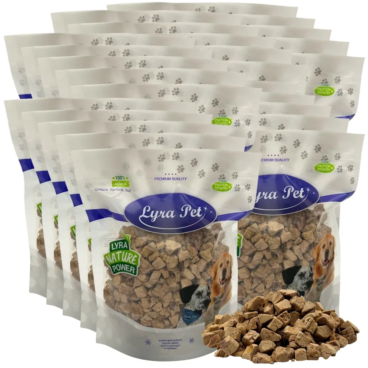 5 kg (25 x 200 g) Lyra Pet® gevriesdroogde eendenleverblokjes van Lyra Pet – productfoto